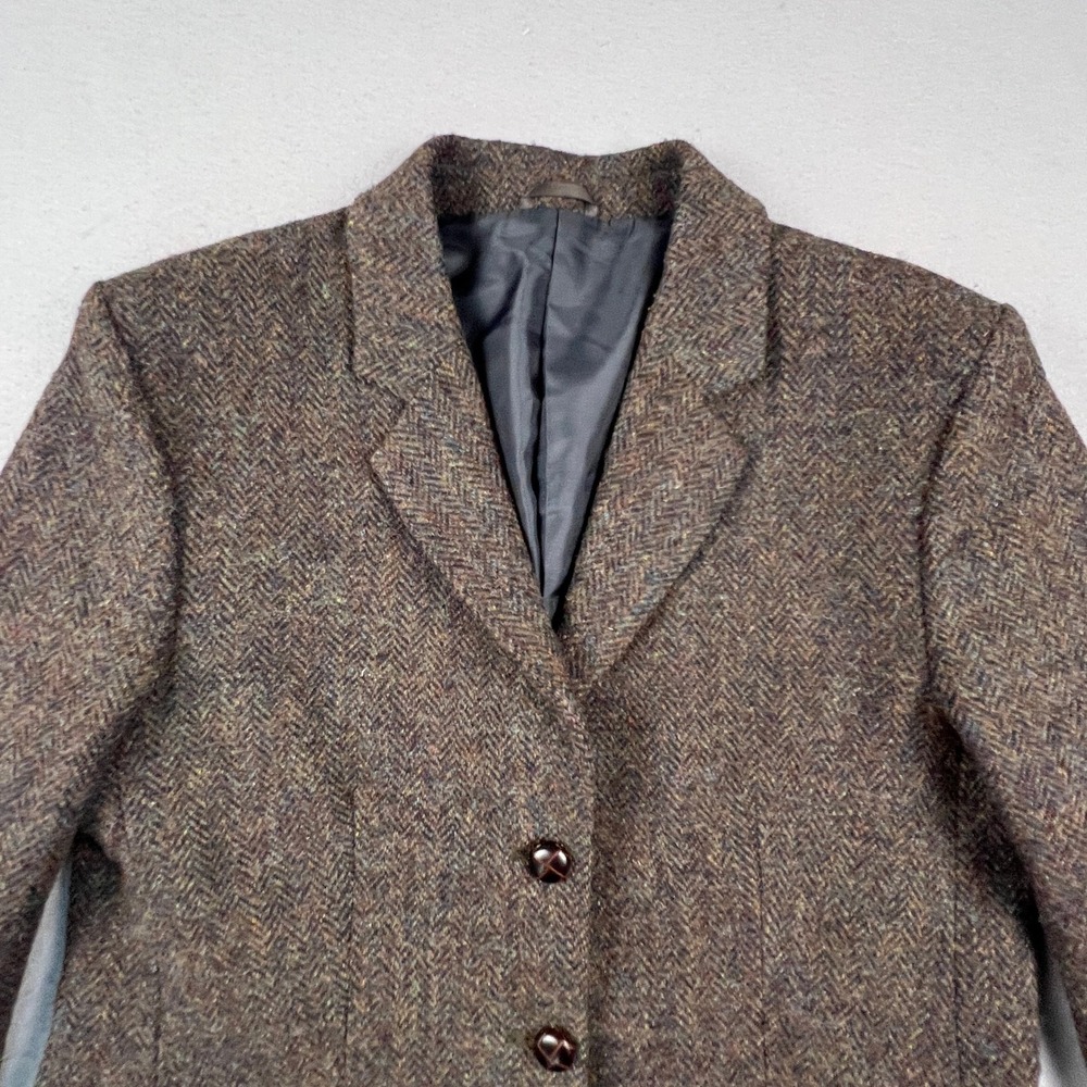 Harris Tweed Wool Blazer Womens 14 Jacket Wool Herringbone Scottish Coat - Picture 13 of 16